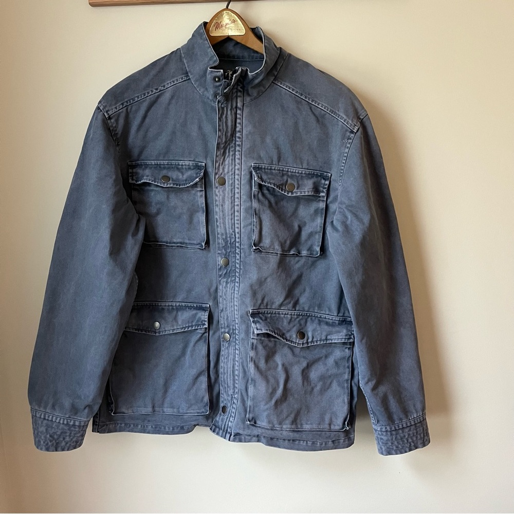 Rails men’s utility jacket washed navy blue cotton pocket medium